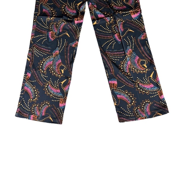 NWT House of Harlow 1960 Black Toucan Printed Satin High Waist Pants - 6 - Picture 7 of 11